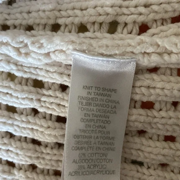 Liz Claiborne Cream Beige Ecru Knit  Button 3/4 Short Sleeve Cotton Sweater Cozy - Picture 7 of 7
